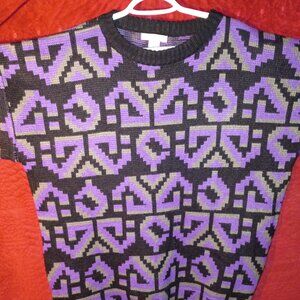 Great condition vintage style Jamie scott 1/2 sleeve geometric sweater 29in long